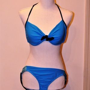 SALE NWOT Turquoise & Navy Halter Bikini